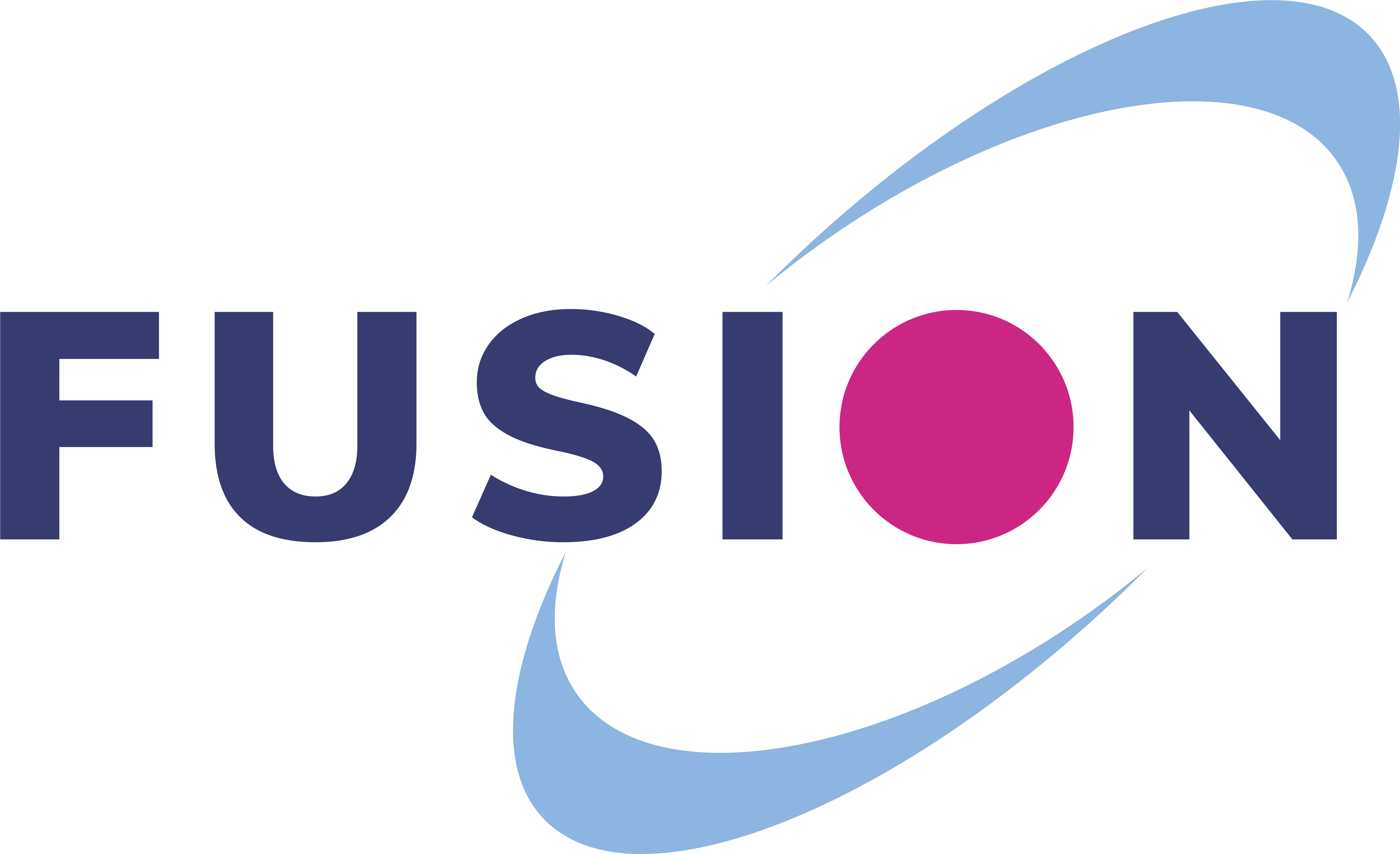 White logo of Fusion Telecom